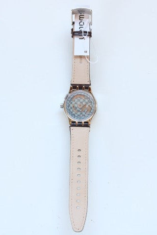 Swatch watch featuring the five Olympic rings logo on the dial