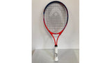 Strings and frame detail of the signed Head tennis racquet