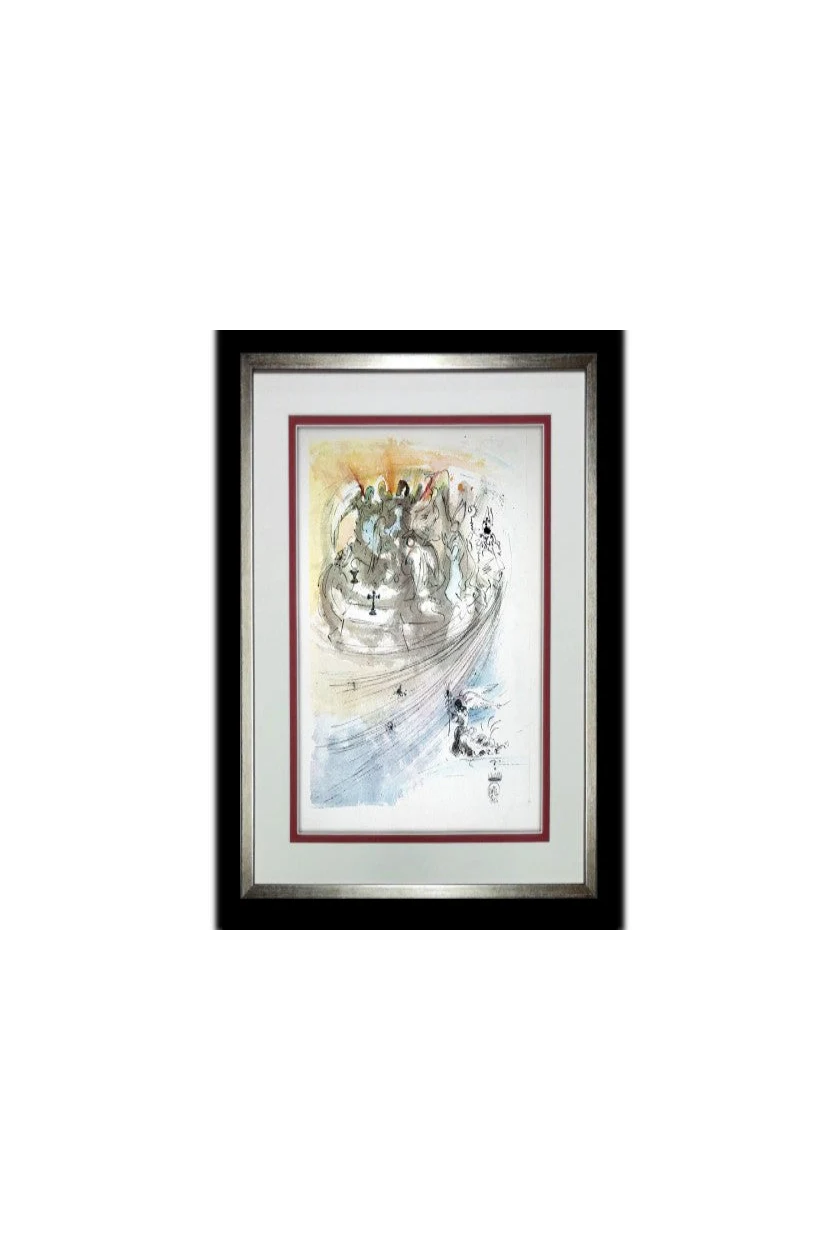 Salvador Dalì Pater Noster lithograph, framed full view