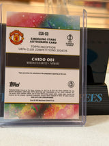 Chido Obi 72/99 – Emerging Stars Autograph (Green) Manchester United trading card, back