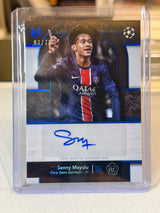 Senny Mayulu 03/75 Museum Rookie Autograph Sapphire 2024/25 Topps Museum Collection UEFA – PSG trading card, front