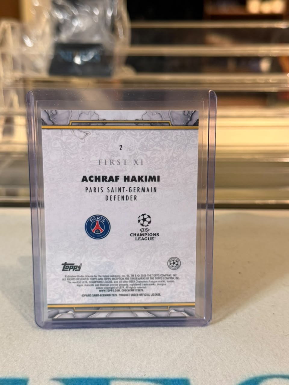 Achraf Hakimi Paris Saint-Germain 2025-26 Topps Inception UEFA Champions League First XI Silver 020/199 card back