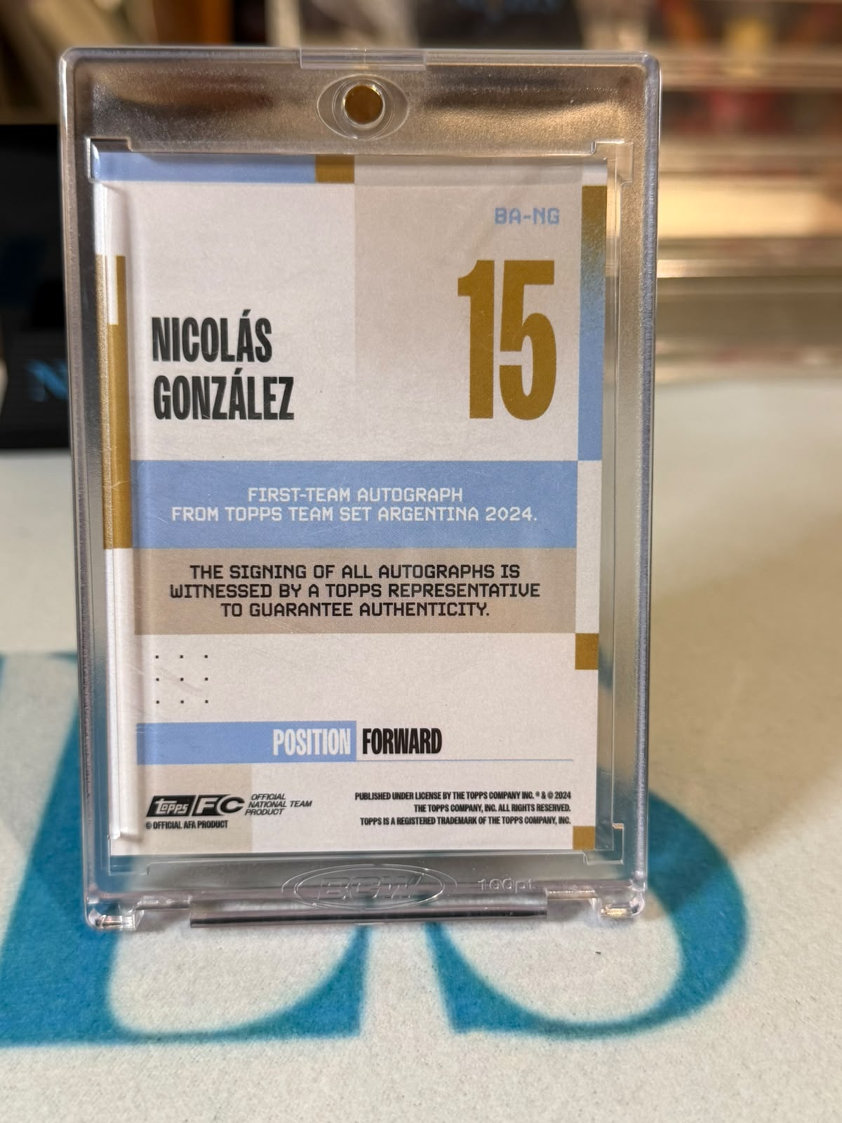 Nicolás González BA-NG – Argentina trading card, back