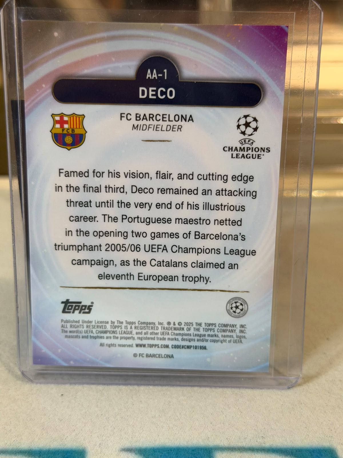 Deco 06/50 Ageless Alchemy – Topps Merlin Chrome UEFA Club Competitions 2024/25 – FC Barcelona trading card, back