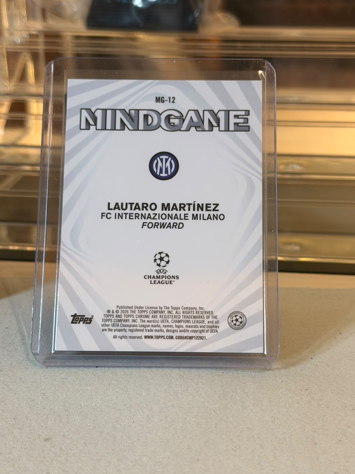 Lautaro Martinez - Inter Milan - 2026 Topps Chrome UCL Mindgame optic refractor MG-12 (back)