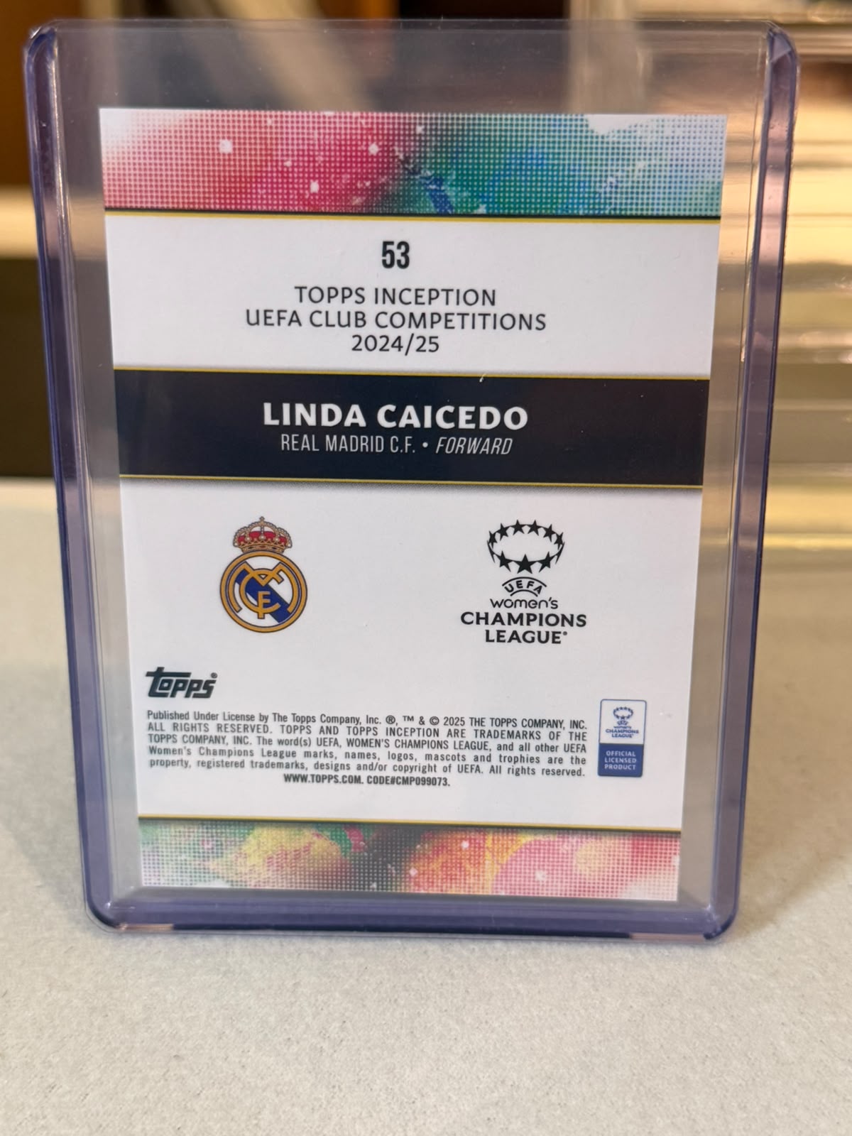 Linda Caicedo back - 2024/25 Topps Inception UEFA Club Competitions Superior 14/25