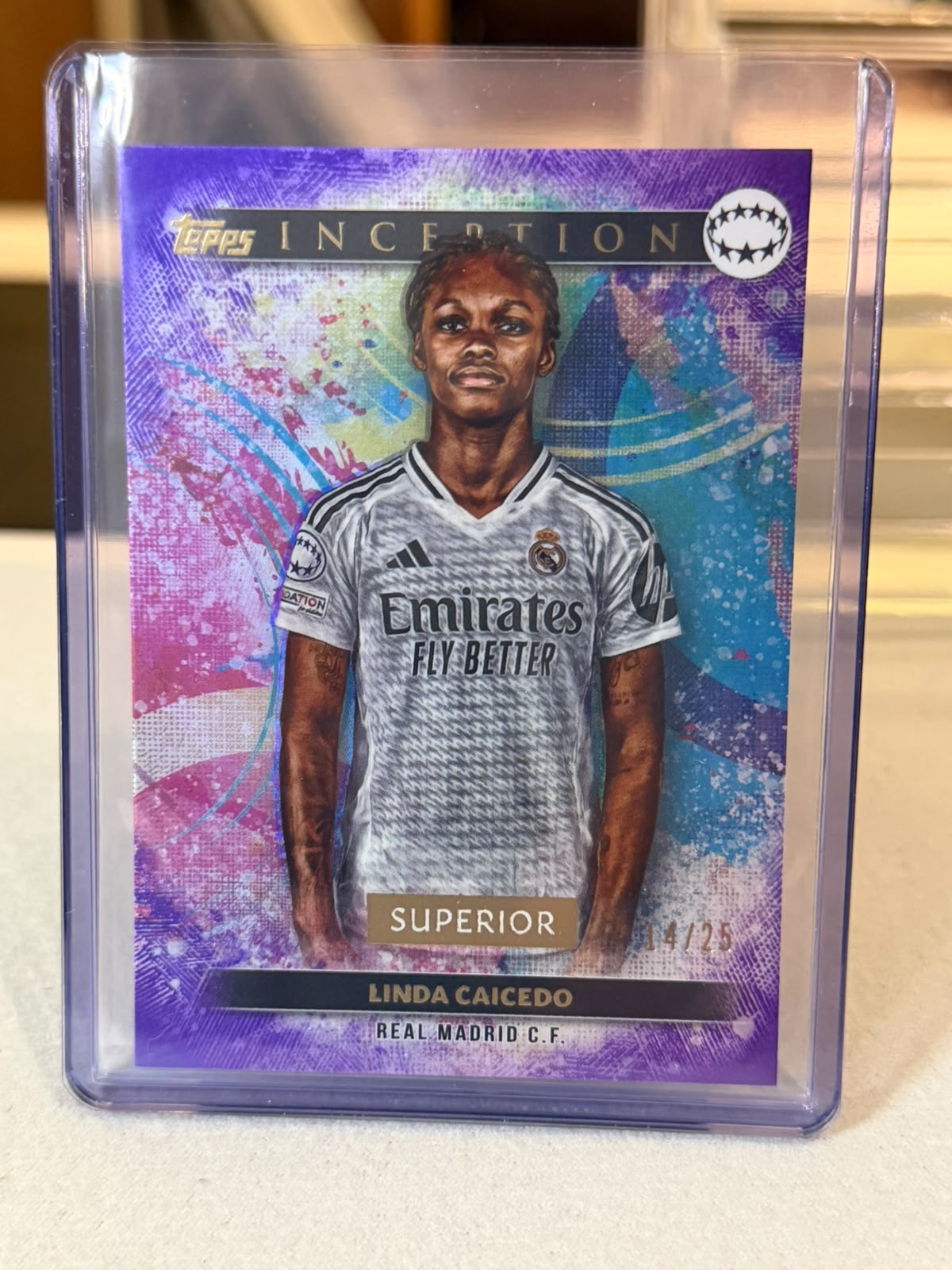 Linda Caicedo front - 2024/25 Topps Inception UEFA Club Competitions Superior 14/25