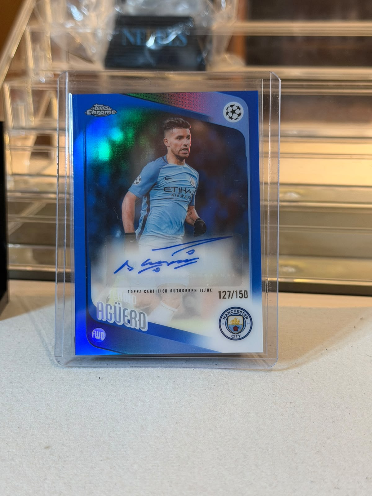 Sergio Aguero - Manchester City - 2025-26 Topps Chrome UCC Legend Autograph CLA-SA 127/150 (front)