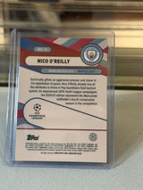 Nico O'Reilly Manchester City 2024/25 Topps UEFA Champions League Merlin's Chosen Ones rookie card #MC-14 04/10 back