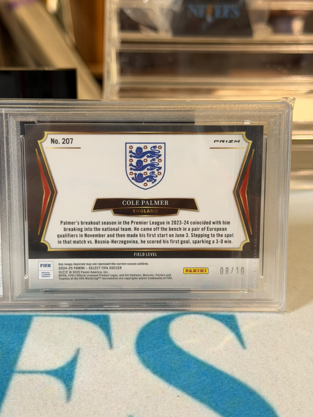 Cole Palmer 08/10 – England trading card, back