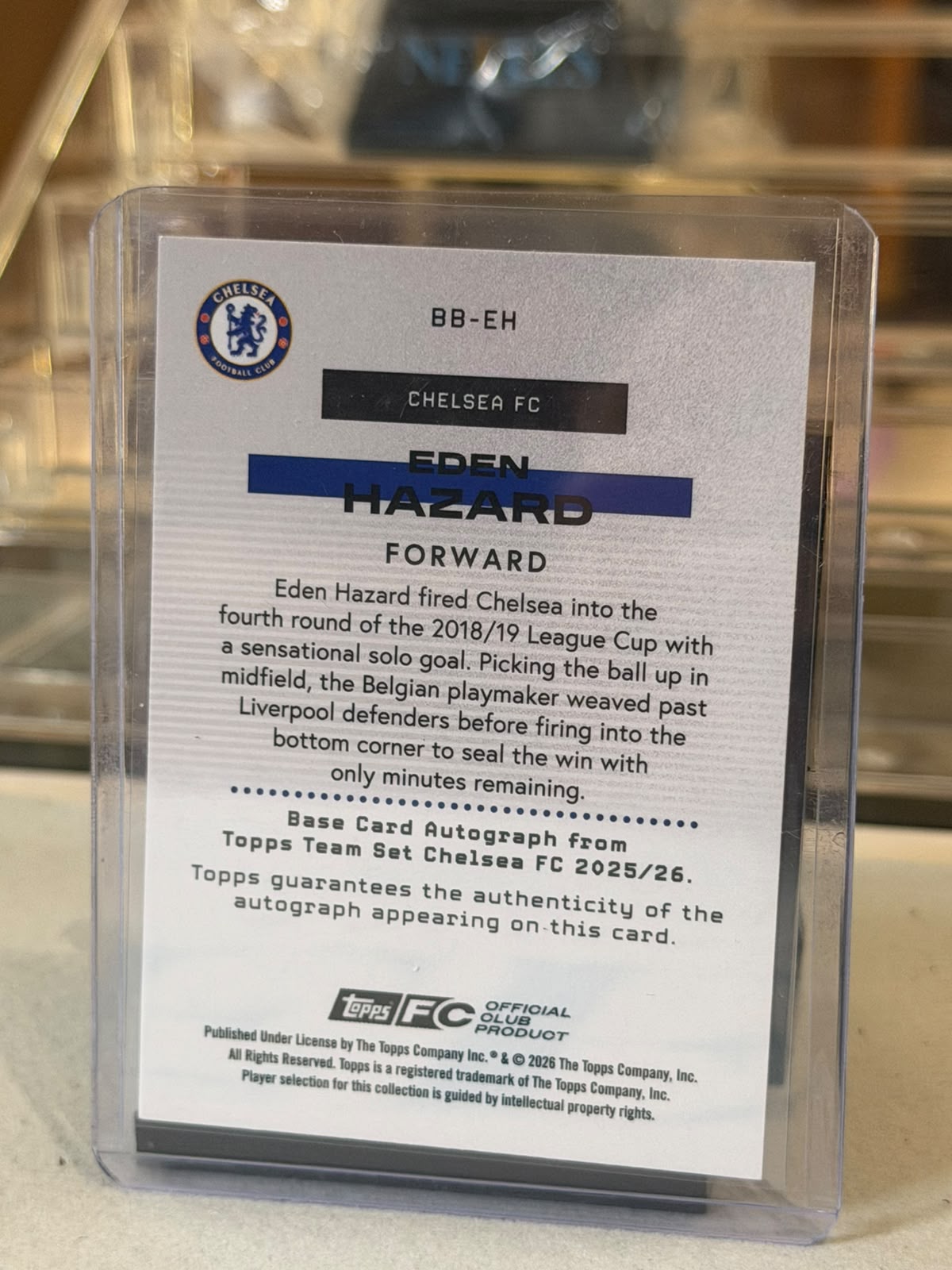 Eden Hazard Chelsea 2025-26 Topps Team Set Bona Fide Baller Autograph 24/25 - back