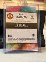 Chido Obi 46/75 – Emerging Stars Autograph (Pink) Manchester United trading card, back