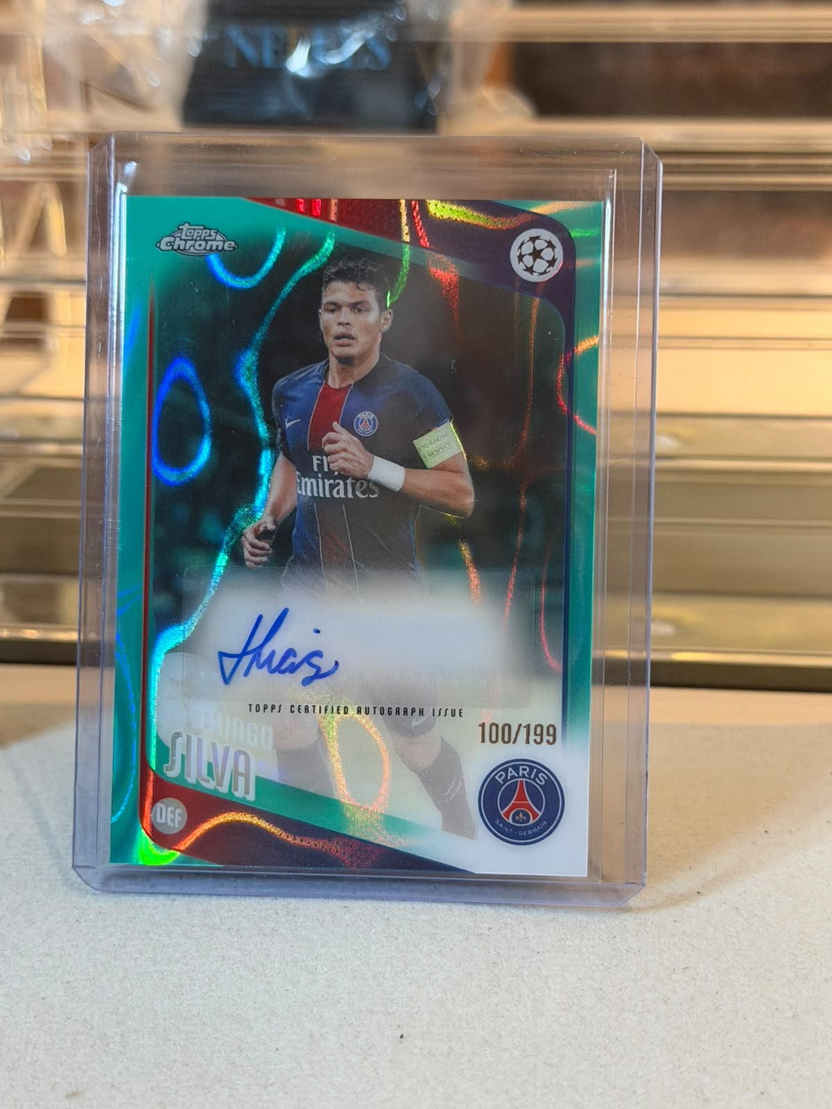 Thiago Silva - Paris Saint-Germain - 2025-26 Topps Chrome UCC Legend Autograph CLA-TS 100/199 (front)