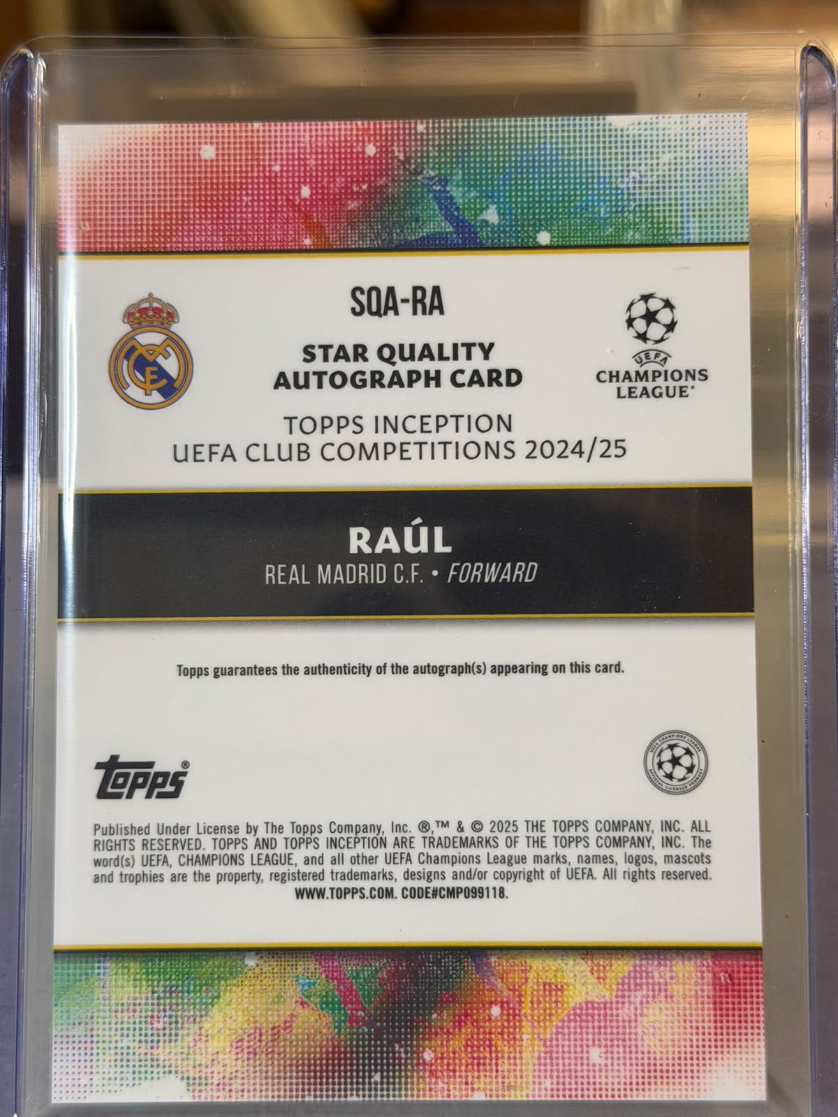 Raúl back - 2024/25 Topps Inception UEFA Club Competitions Star Quality Autograph 11/49