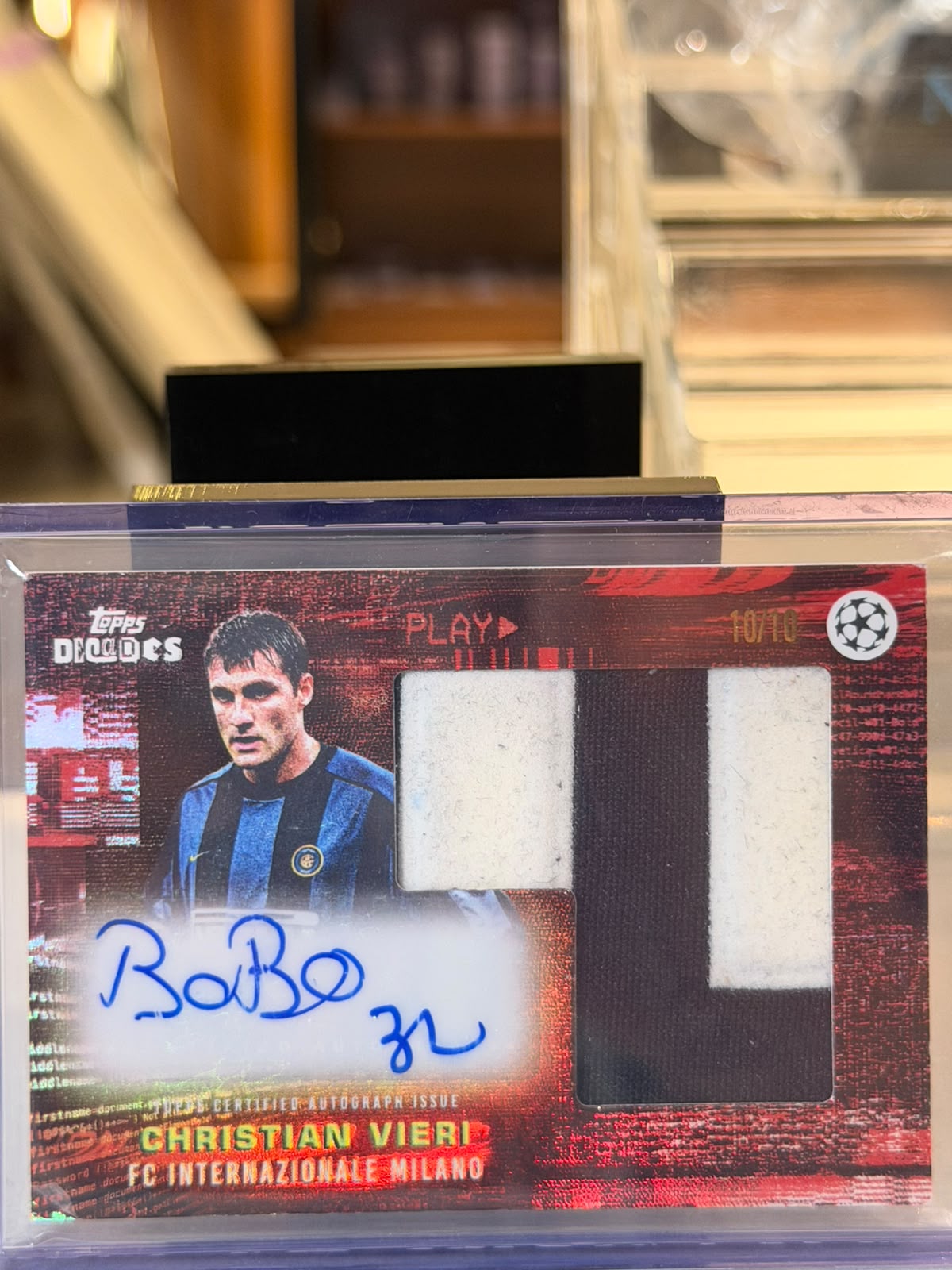 Christian Vieri front - 2025 Topps Decades 1990's Edition UEFA Club Competitions 10/10