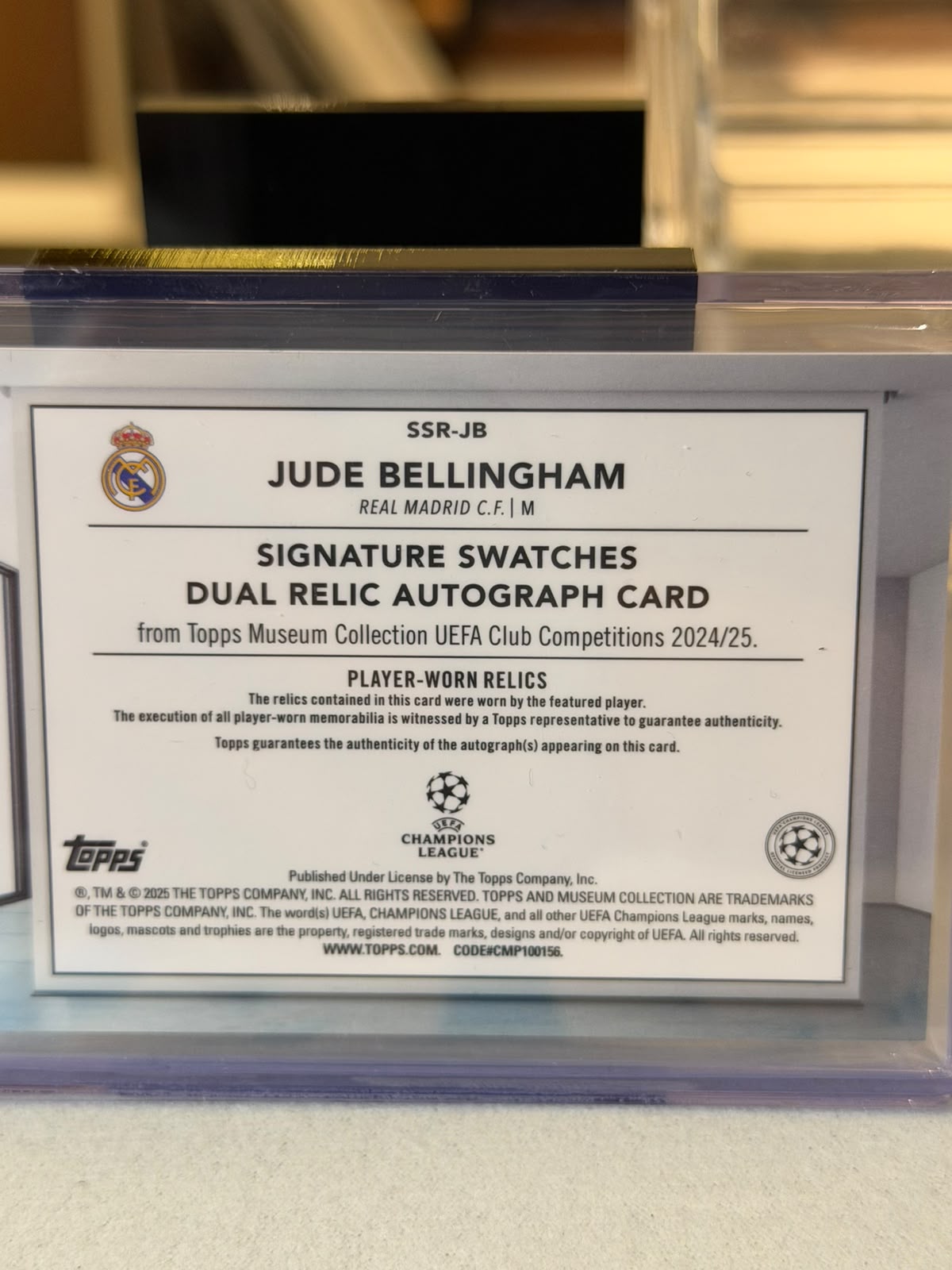 Jude Bellingham back - 2024/25 Topps Museum Collection UEFA Club Competitions Signature Swatches Dual Relic Autograph 41/50