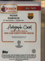 Noah Darvich Rookie Autograph, orange mosaic parallel – Topps Merlin UEFA Club Competitions 2024/25 – FC Barcelona trading ca