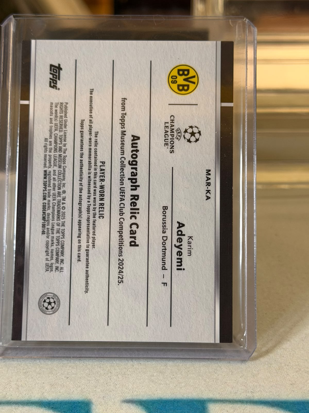Karim Adeyemi back - 2024/25 Topps Museum Collection UEFA Club Competitions 09/10