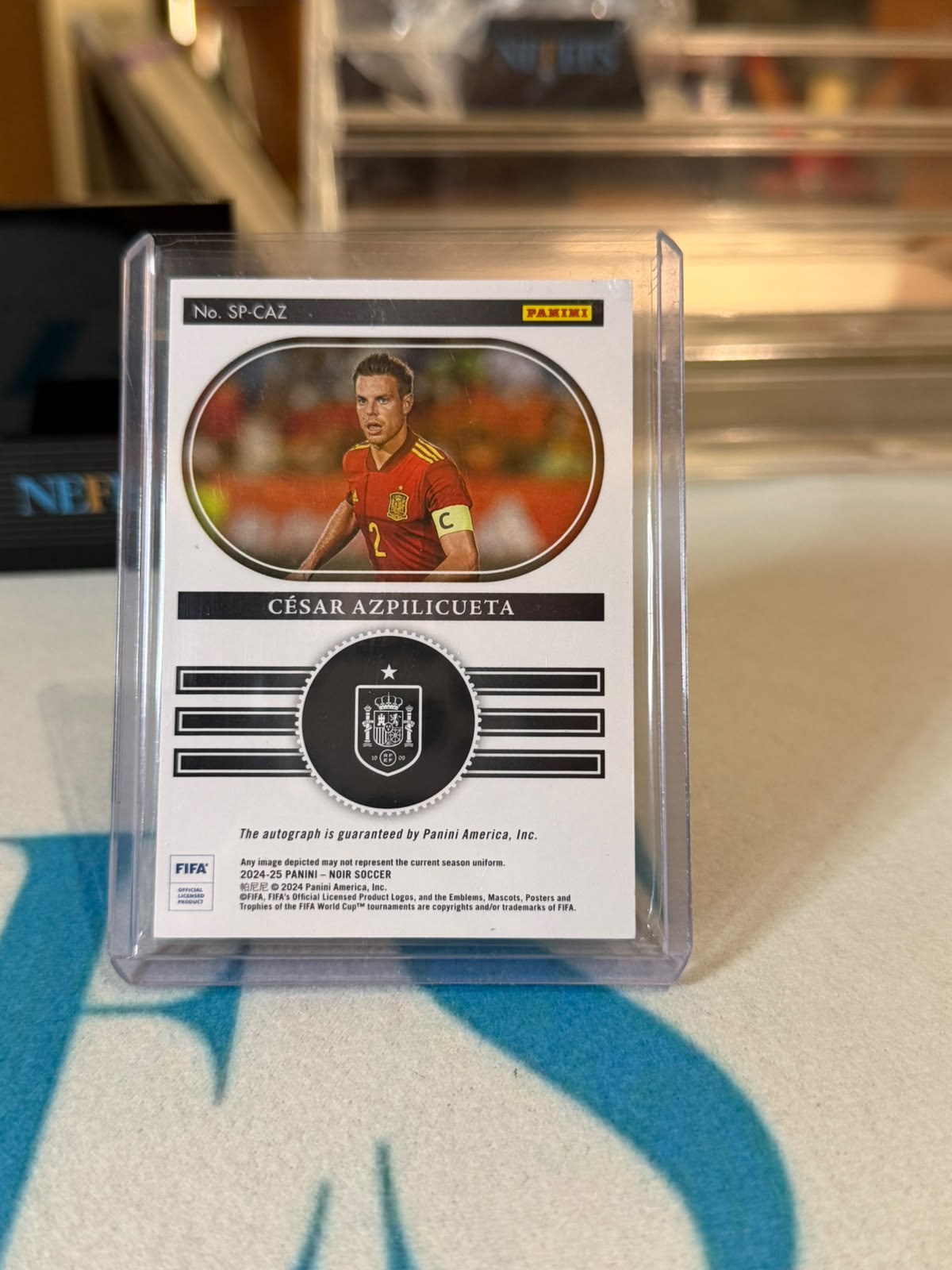 César Azpilicueta 30/49 – Spain trading card, back