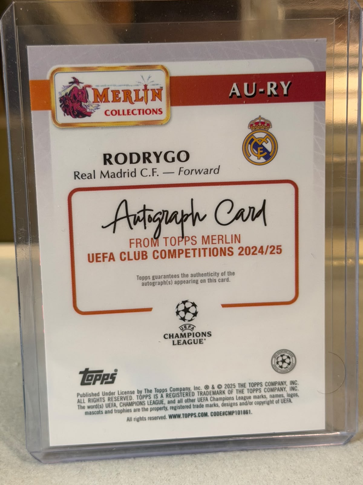 Rodrygo back - 2024/25 Topps Merlin UEFA Club Competitions Autograph 03/50