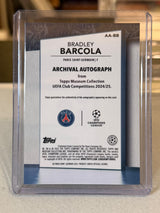 Bradley Barcola 27/75 Archival Autograph Sapphire 2024/25 Topps Museum Collection UEFA – PSG trading card, back
