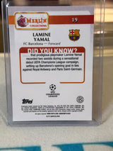 Lamine Yamal 146/199 Base card #19, magenta crystal/shard parallel – Topps Merlin Collections UEFA Club Competitions 2024/25 
