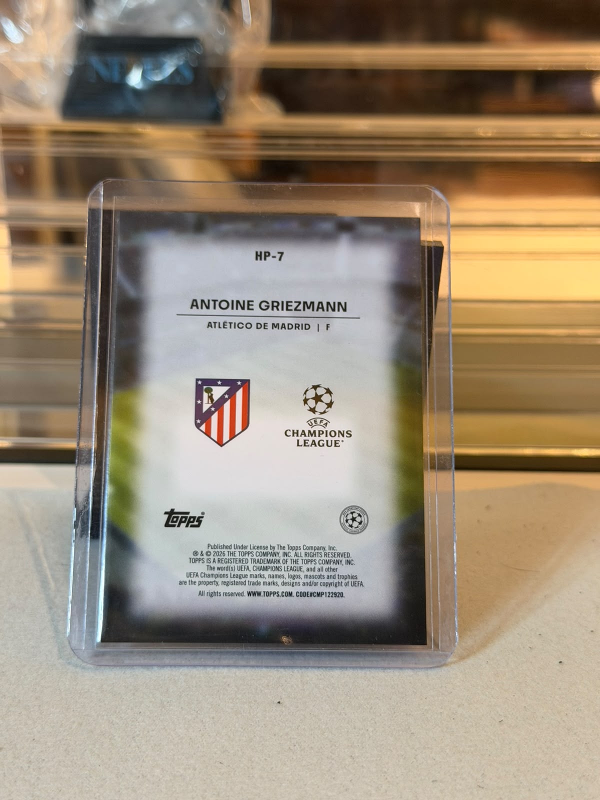 Antoine Griezmann Atletico Madrid Home Advantage insert card back, 2025/26 Topps UEFA Champions League #HP-7