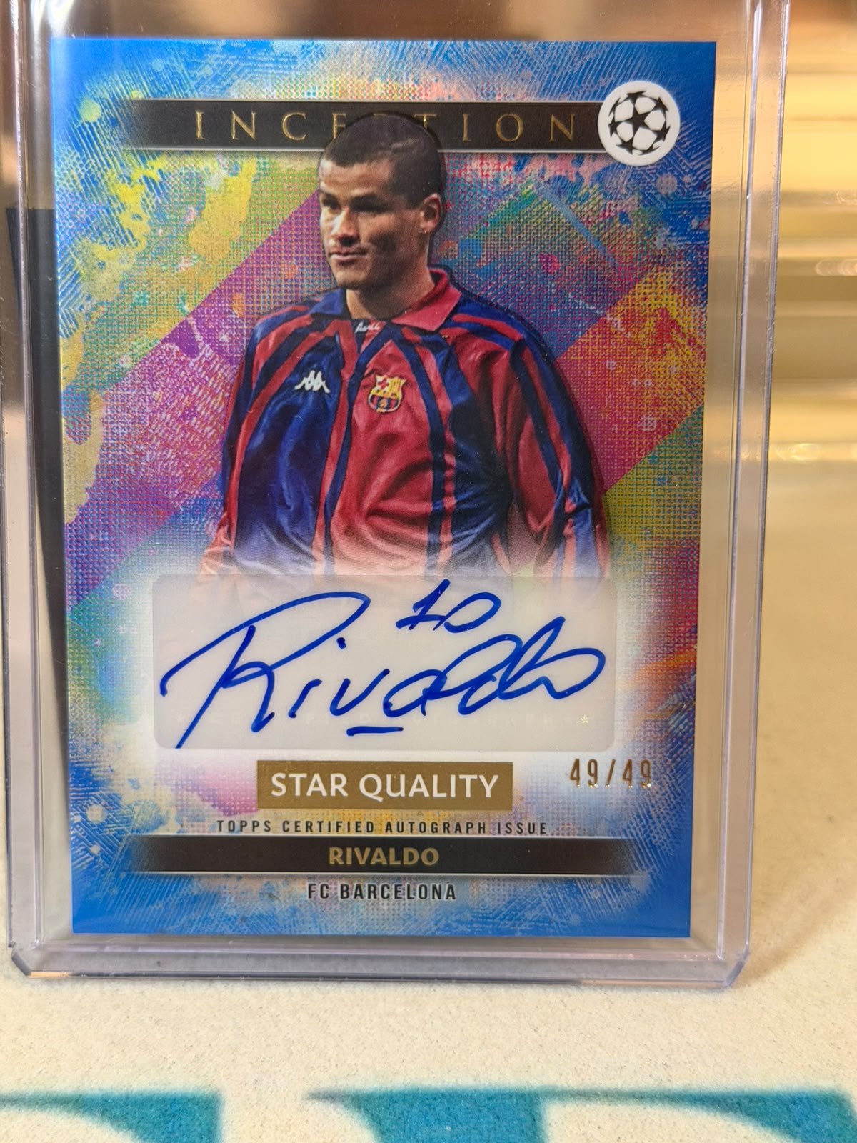 Rivaldo 49/49 Star Quality Autograph – Topps Inception UEFA Club Competitions 2024/25 – FC Barcelona trading card, front