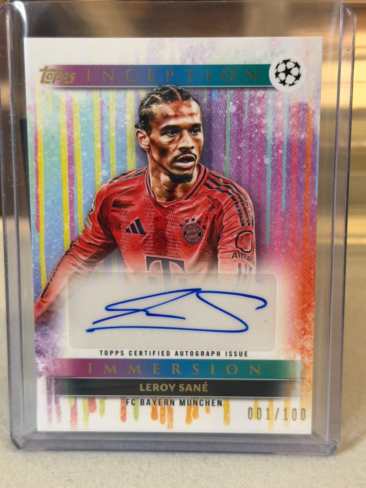 Leroy Sané IIA-LS 001/100 – FC Bayern München trading card, front