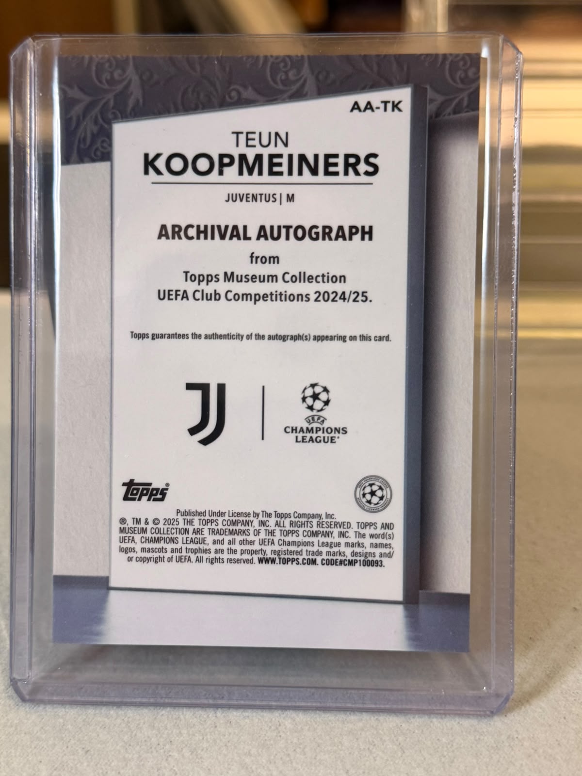 Teun Koopmeiners back - 2024/25 Topps Museum Collection UEFA Club Competitions 33/50