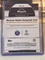 Senny Mayulu 59/99 Museum Rookie Autograph Amethyst 2024/25 Topps Museum Collection UEFA – PSG trading card, back
