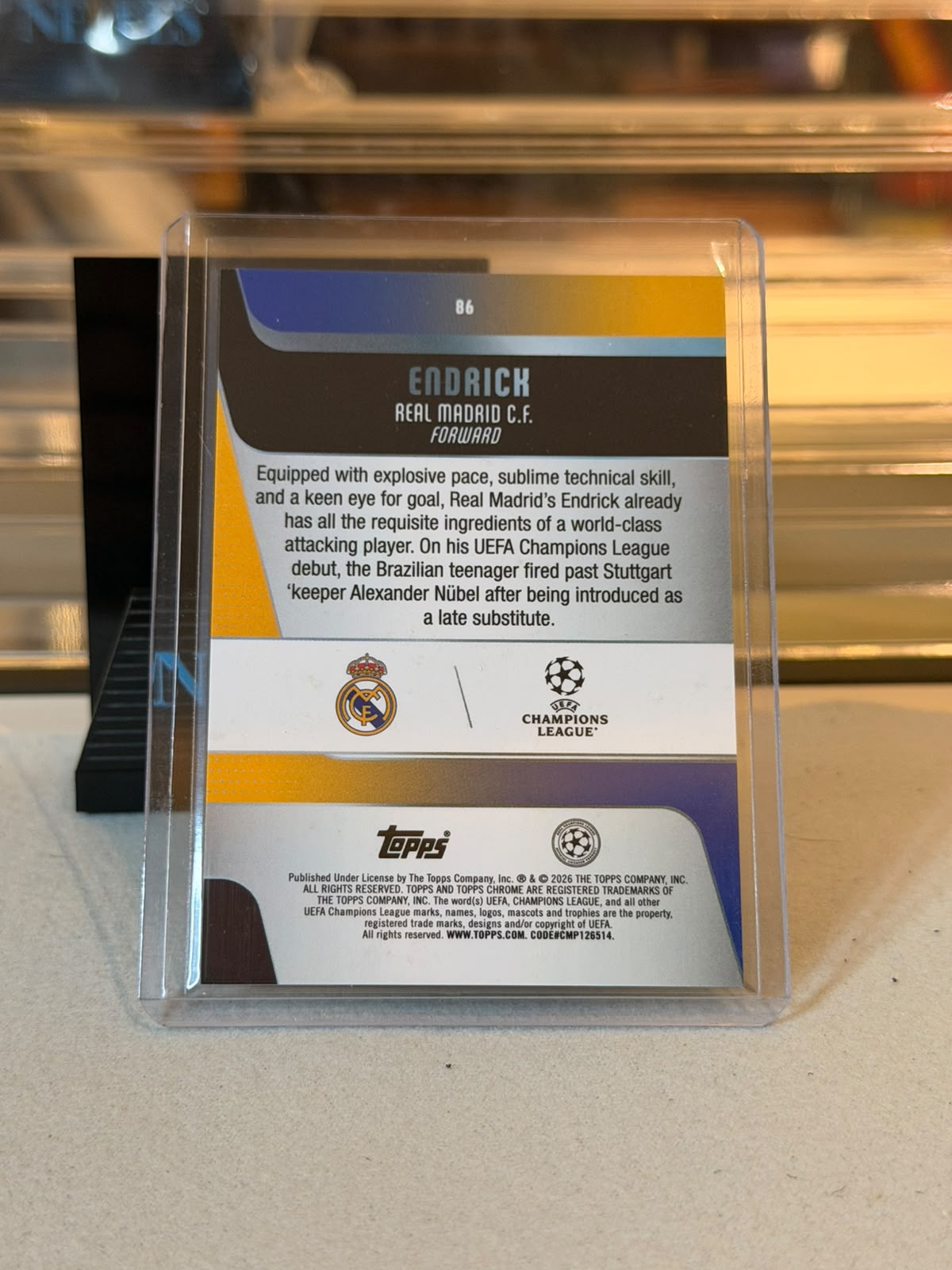 C0000638 Endrick Real Madrid Topps Chrome UCC 25/26 Future Class Green Refractor 04/99 back