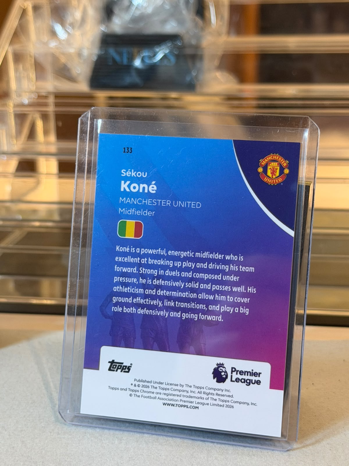 Sekou Kone 2026 Topps Chrome Premier League Red Wave Sparkle refractor - back