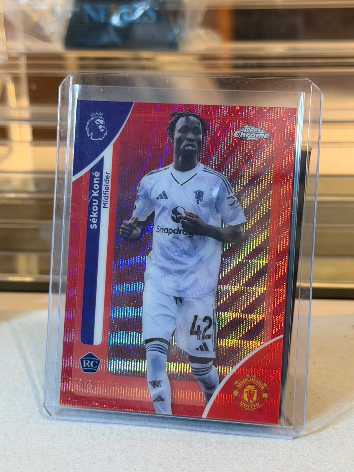 Sekou Kone 2026 Topps Chrome Premier League Red Wave Sparkle refractor - front