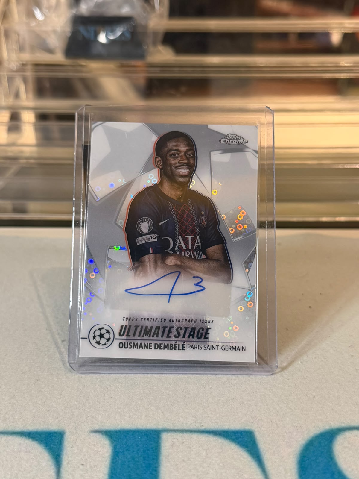Ousmane Dembele Paris Saint-Germain Topps Chrome UEFA Ultimate Stage Autograph card image A - C0000693