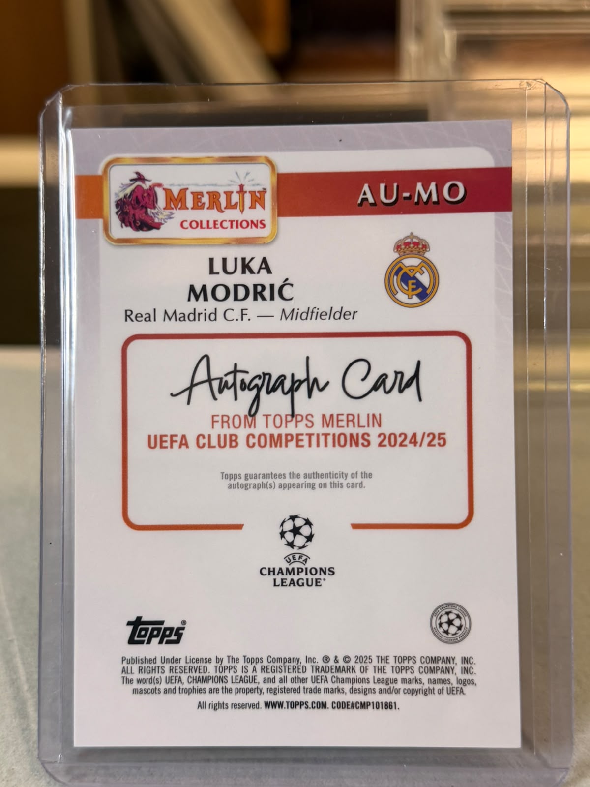 Luka Modrić back - 2024/25 Topps Merlin UEFA Club Competitions Autograph 25/99