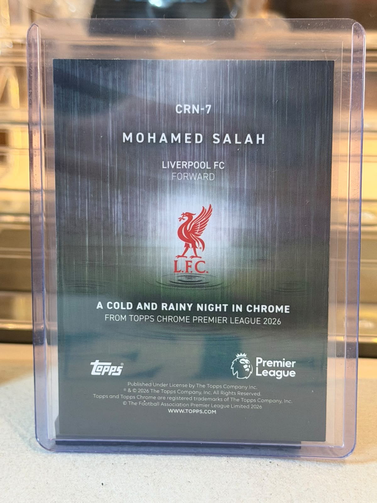 Mohamed Salah - Liverpool - 2026 Topps Chrome Premier League A Cold and Rainy Night in Chrome CRN-7 (back)