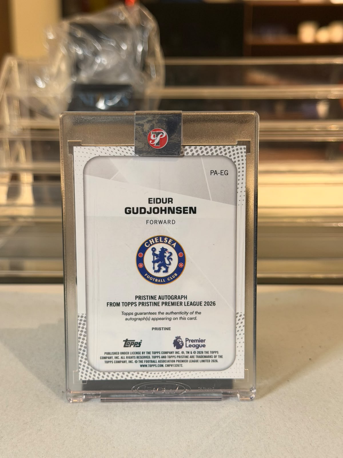 Eidur Gudjohnsen back - 2026 Topps Pristine Premier League Green Refractor Autograph #PA-EG 02/10