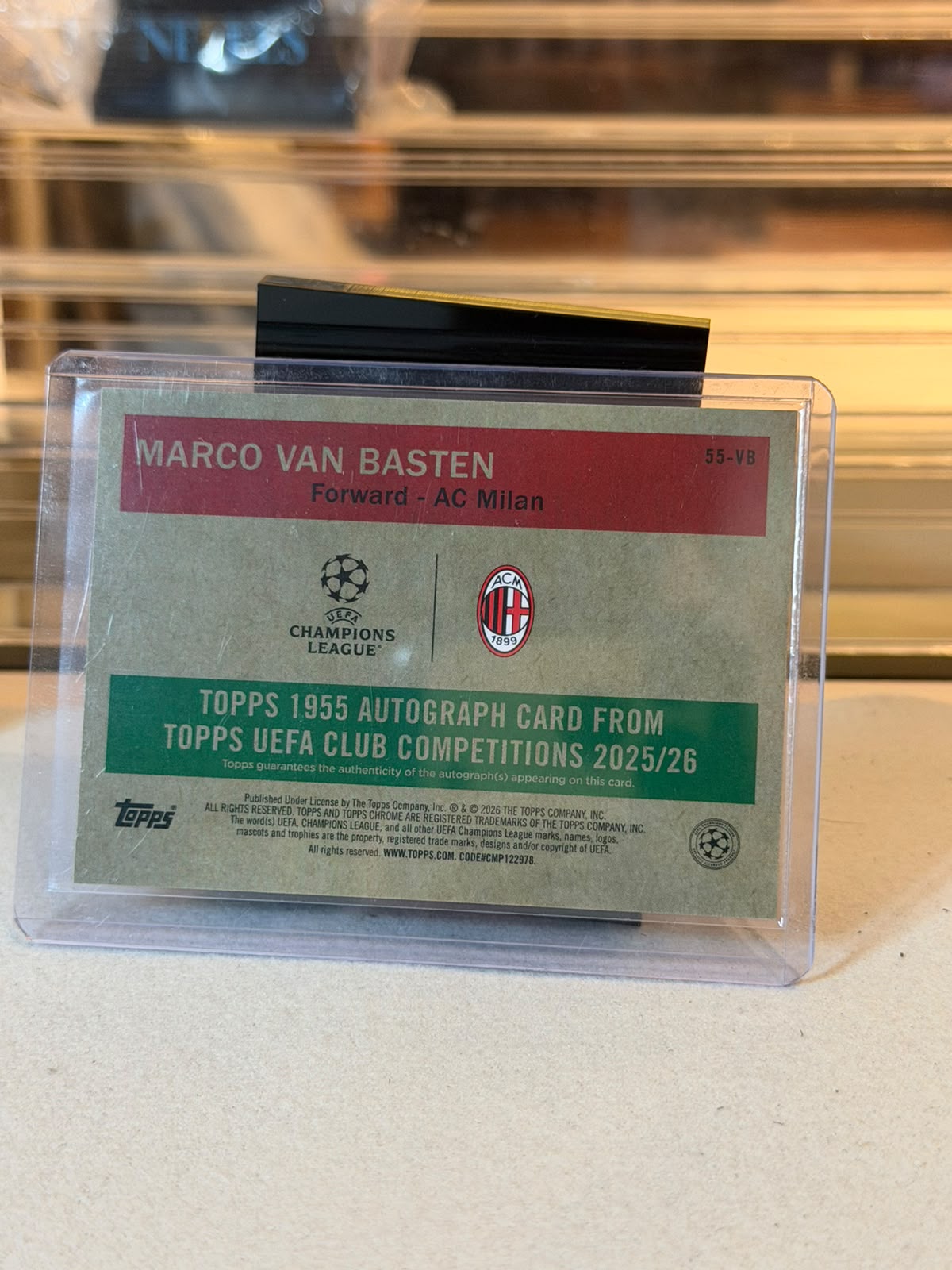 Marco van Basten 2025/26 Topps UEFA Club Competitions Topps 1955 Autograph orange refractor - back