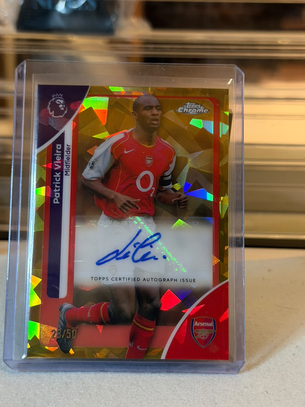 Patrick Vieira C0000610 front - Patrick Vieira 23/50 #CA-PV – Arsenal – Authentic Autograph Gold Crackle/Shatter Refractor – 2026 Topps Chrome Premier League