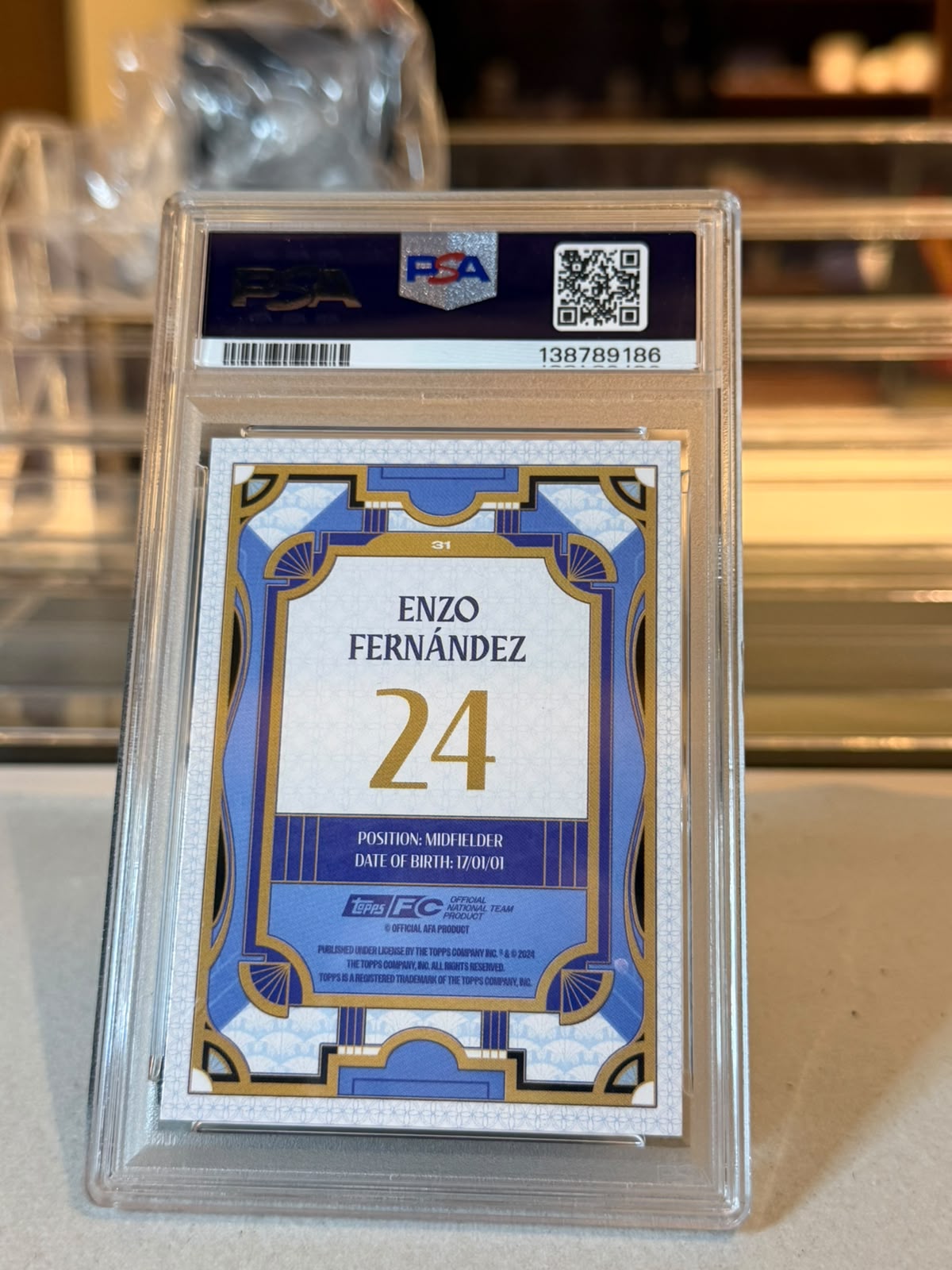 Enzo Fernandez Argentina card 31 PSA Authentic Auto 10 slab, certification 138789186