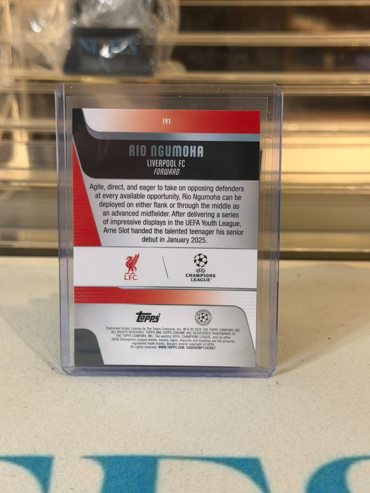 Rio Ngumoha back - 2025-26 Topps Chrome UEFA Champions League Purple Refractor RC #191 21/75
