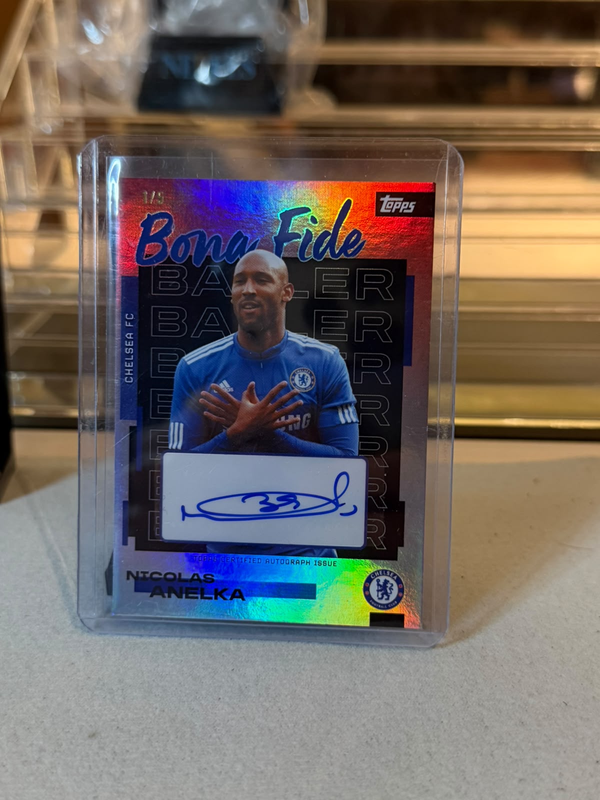 Nicolas Anelka C0000601 front - Nicolas Anelka 1/5 #BB-NA – Chelsea – Bona Fide Baller Autograph – 2025-26 Topps Team Set Chelsea FC