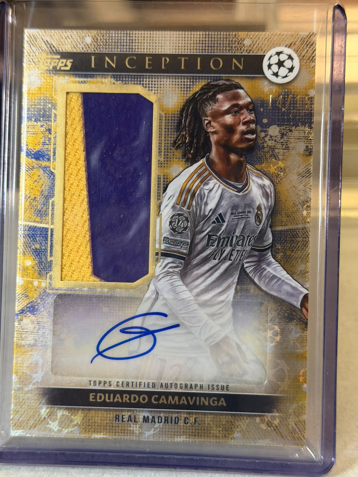 Eduardo Camavinga front - 2024/25 Topps Inception UEFA Club Competitions Wembley Warm-Up Autograph Relic 14/15