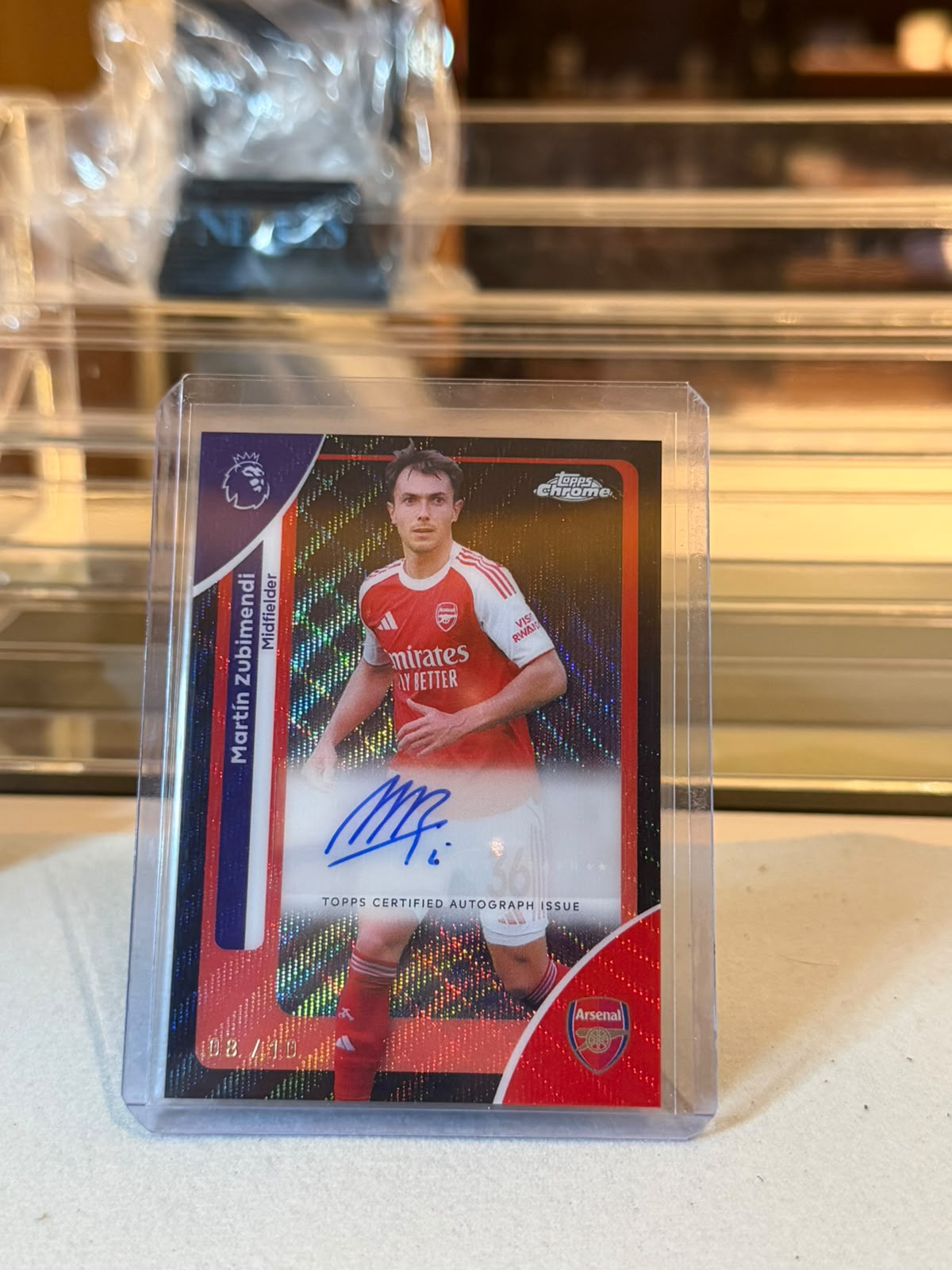 Martín Zubimendi C0000607 front - Martín Zubimendi 08/10 #CA-MZ – Arsenal – Authentic Autograph Red/Black Crackle-Ice Refractor – 2026 Topps Chrome Premier League
