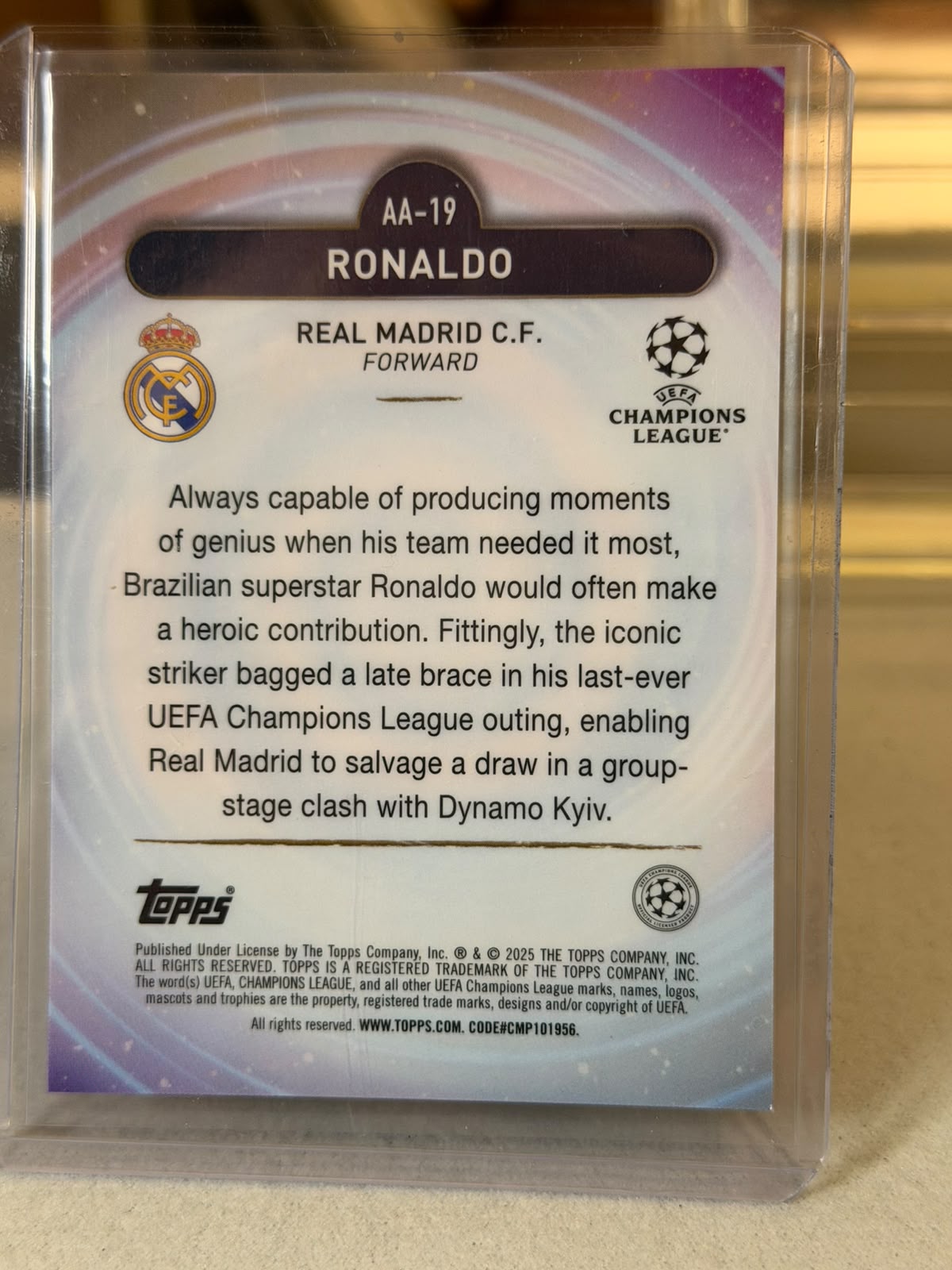 Ronaldo back - 2024/25 Topps Merlin UEFA Club Competitions Ageless Alchemy 18/50