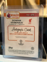 Dominik Szoboszlai 39/50 Autograph (AU-DS), Gold parallel – 2024/25 Topps Merlin UEFA Club Competitions, back