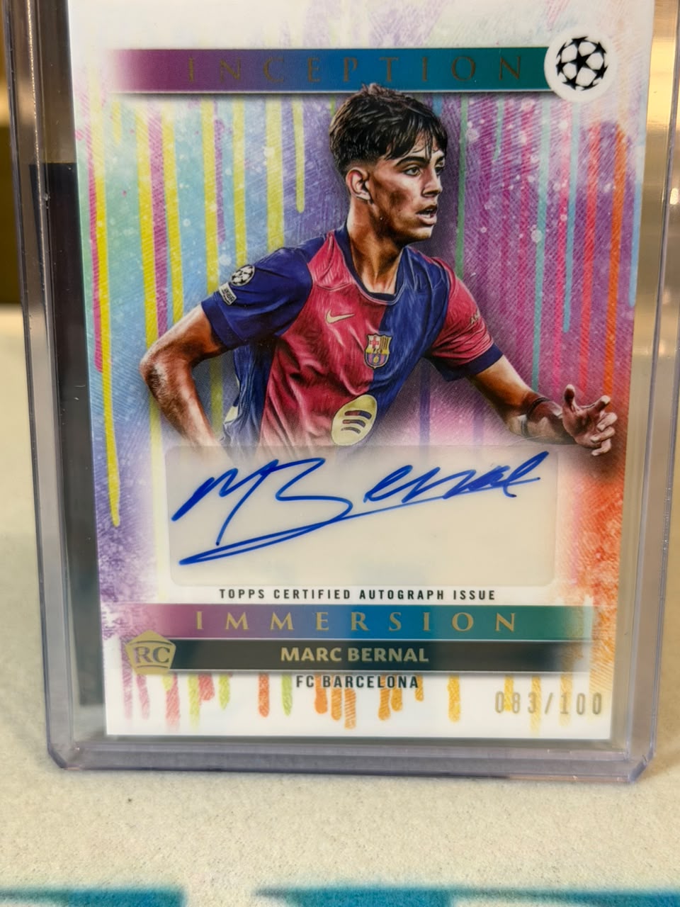 Marc Bernal 083/100 Inception Immersion Autograph – Topps Inception UEFA Club Competitions 2024/25 – FC Barcelona trading car
