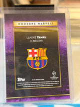 Lamine Yamal 41/50 Moderne Marvels insert – Topps Deco UEFA Club Competitions 2024/25 – FC Barcelona trading card, back