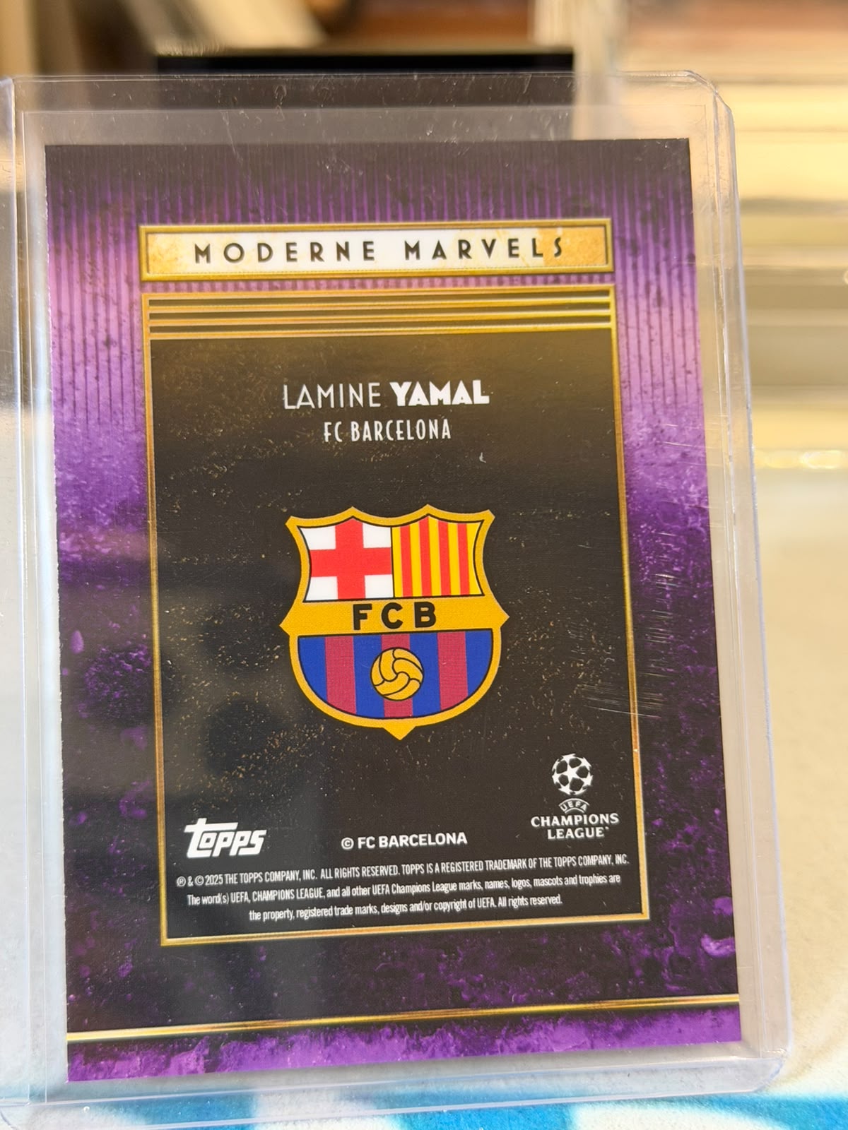 Lamine Yamal 41/50 Moderne Marvels insert – Topps Deco UEFA Club Competitions 2024/25 – FC Barcelona trading card, back
